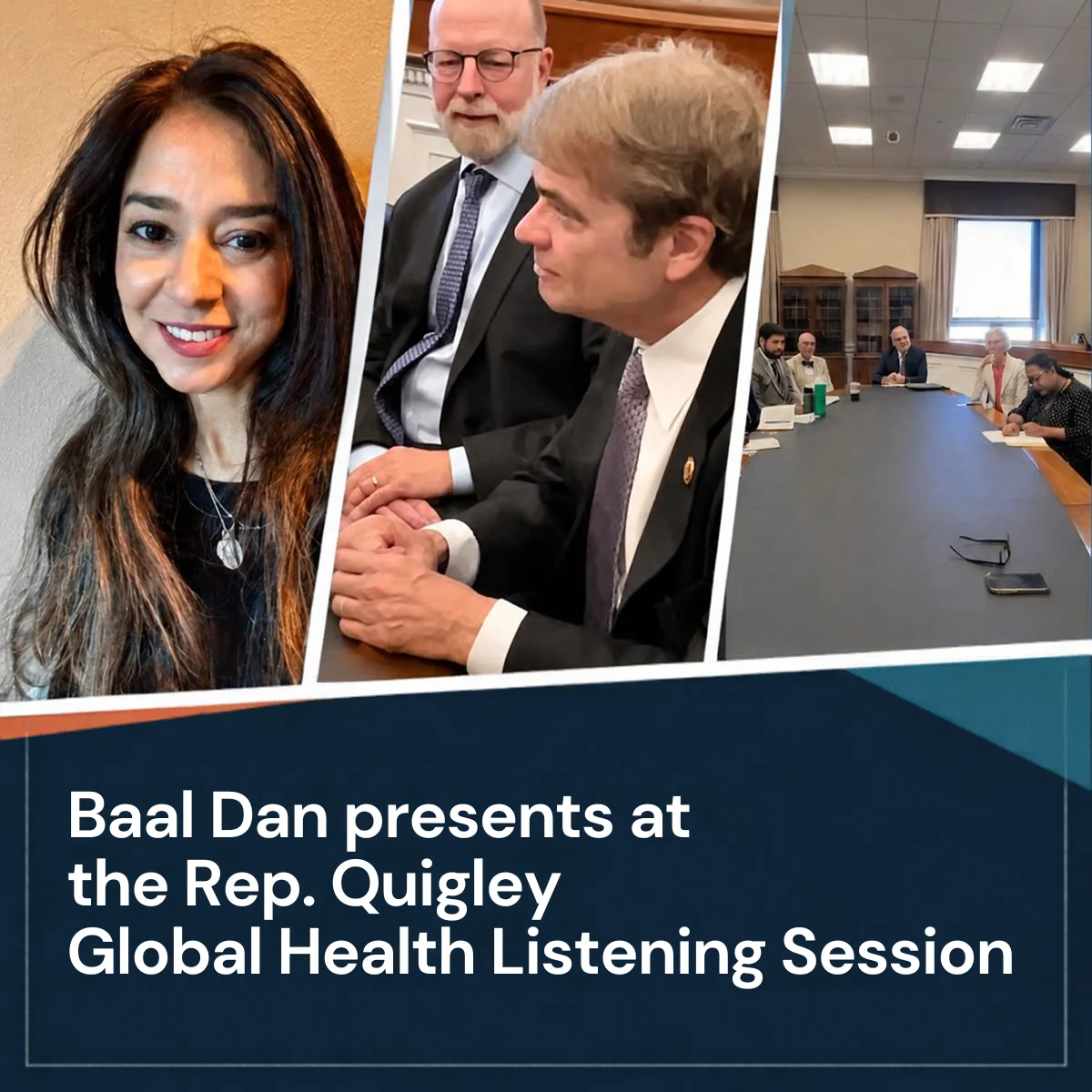 Tanya Pinto, Representative Mike Quigley and participants at a Global Health Listening Session in Washington, D.C.