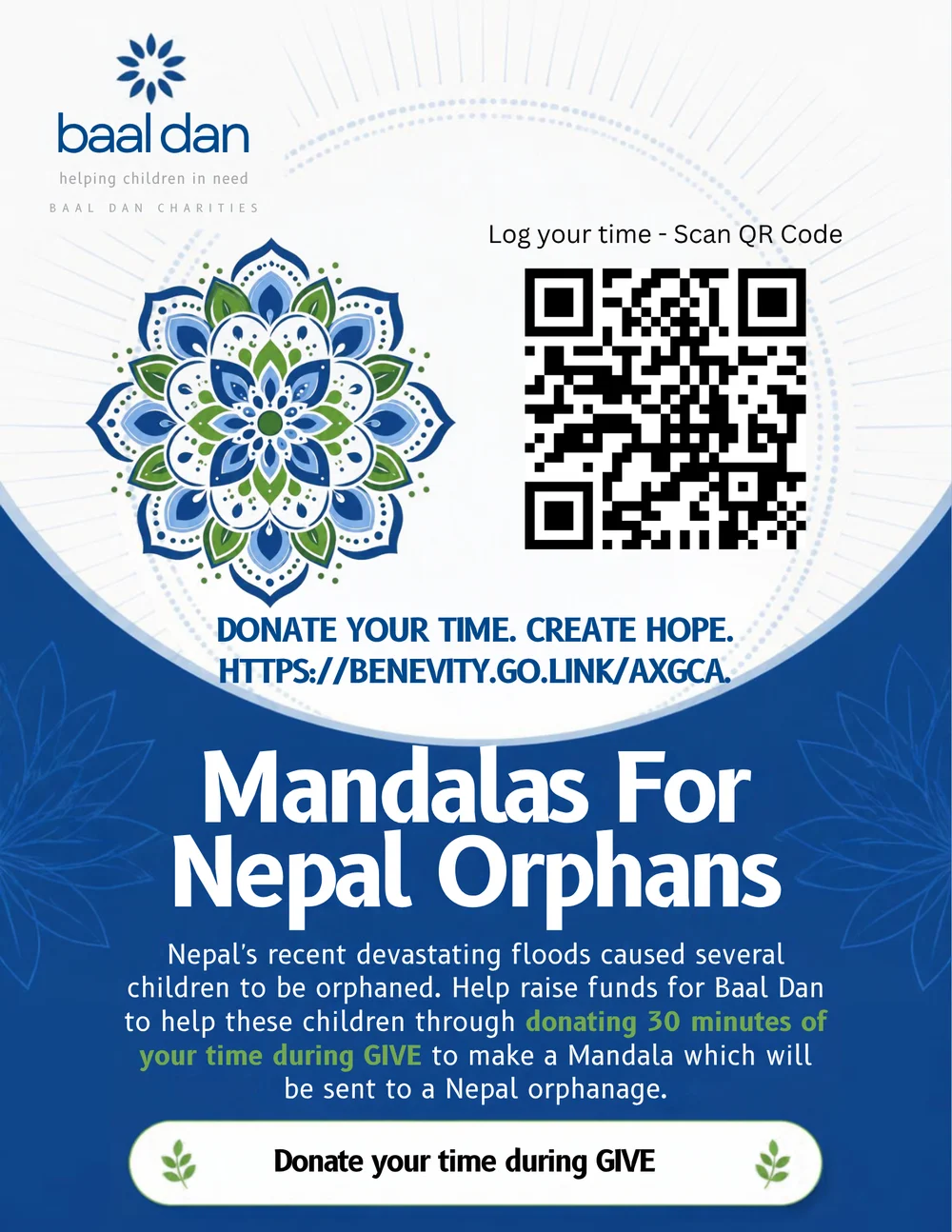 Mandalas for Nepal orphans card-making campaign flyer