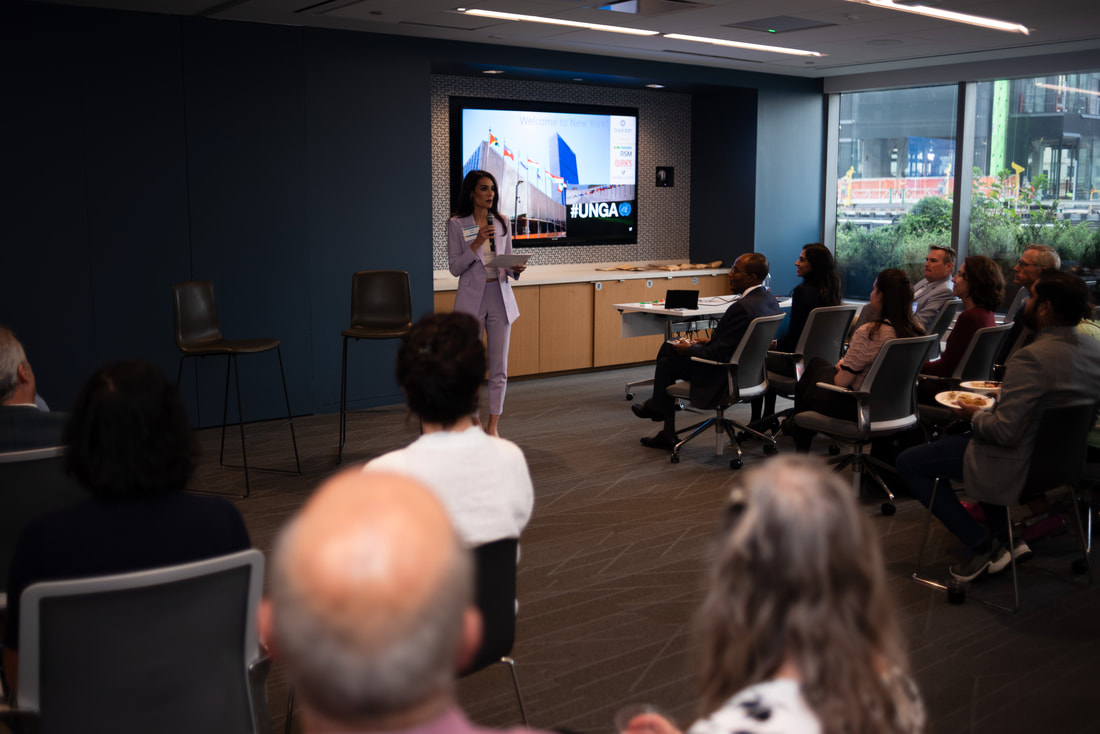 A speaker addressing guests at the 2024 Networking for a Cause event