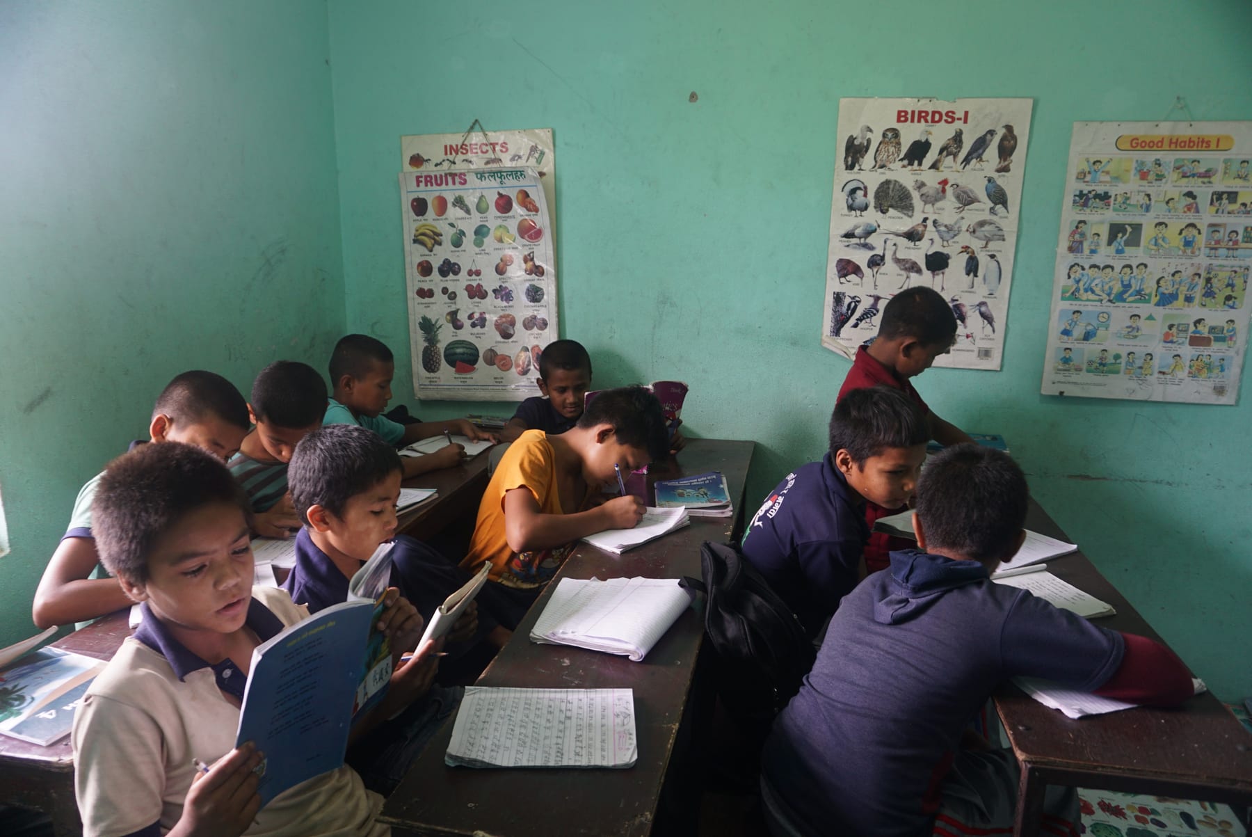 Children studying together in a classroom in Nepal